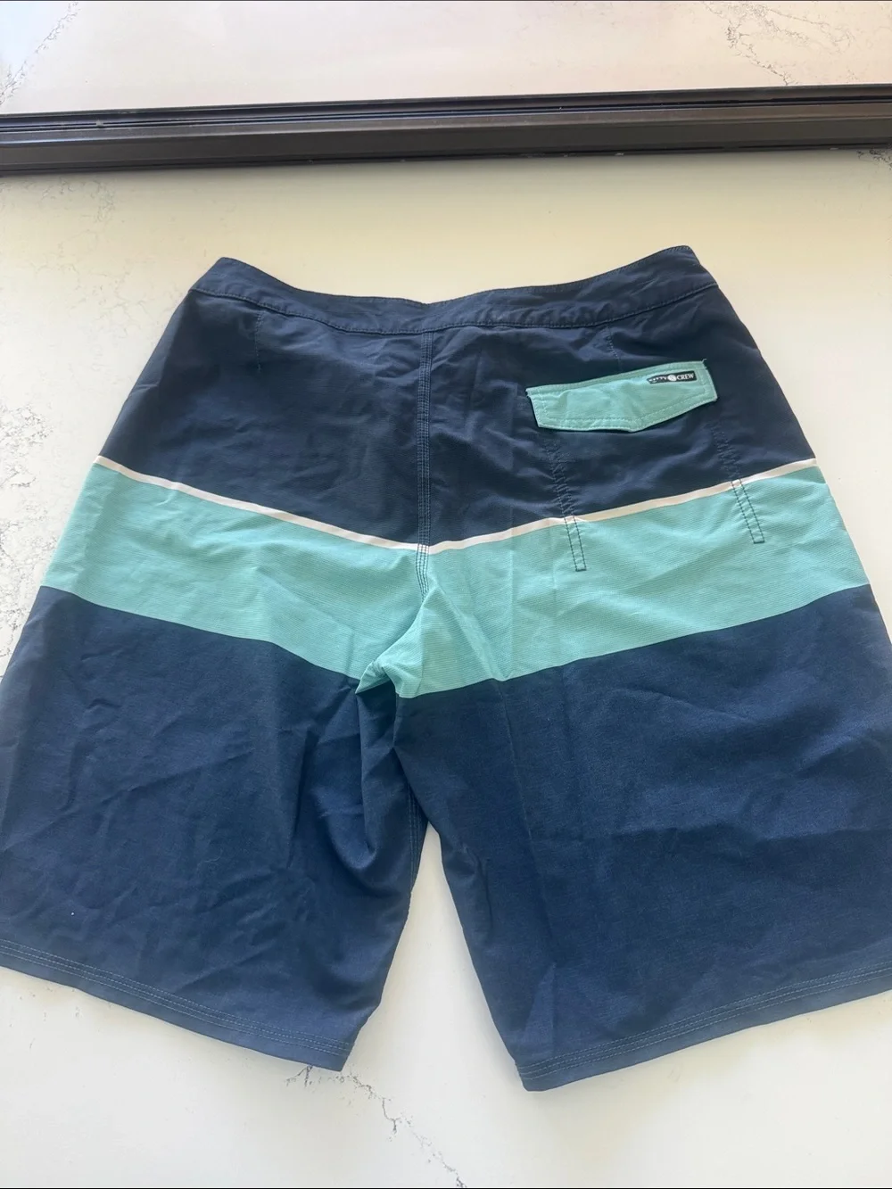 Salty Crew Navy and Teal Colorblock Men’s Swim Board Shorts